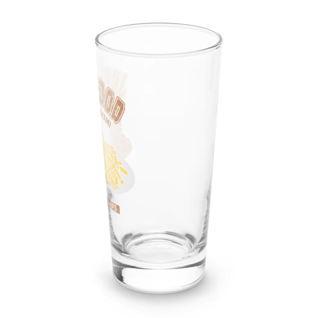 メシテロタイプ（飯テロTシャツブランド）の唐揚げポテト（カレッジ風イラスト） Long Sized Water Glass :right