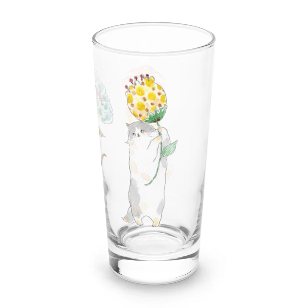 トコロコムギのむずむずお花屋さんにゃんこ Long Sized Water Glass :right