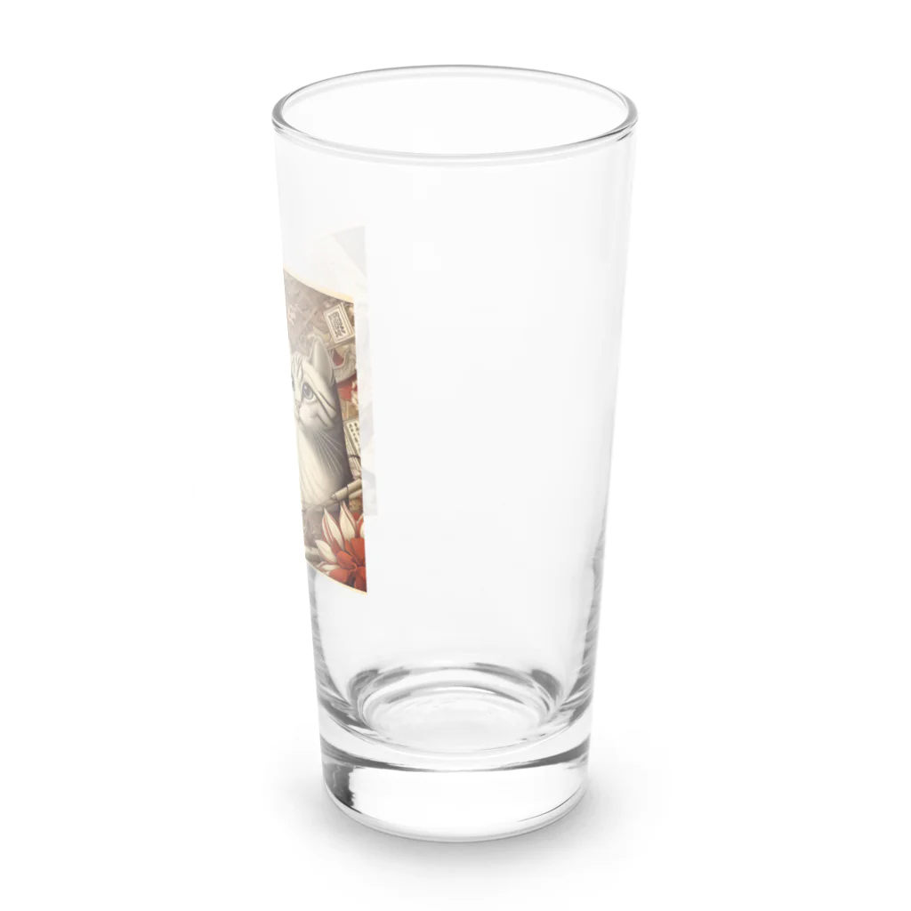 EMAKIの和紋様 x 猫　好奇心旺盛な猫と日本の歴史 Long Sized Water Glass :right