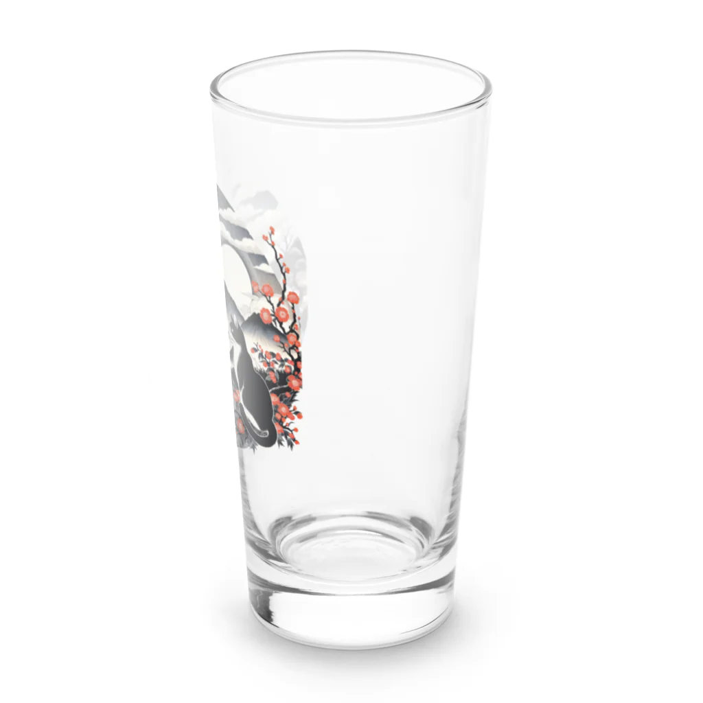 猫LOVE items Noahの猫LOVE items 白黒猫　水墨画梅 Long Sized Water Glass :right