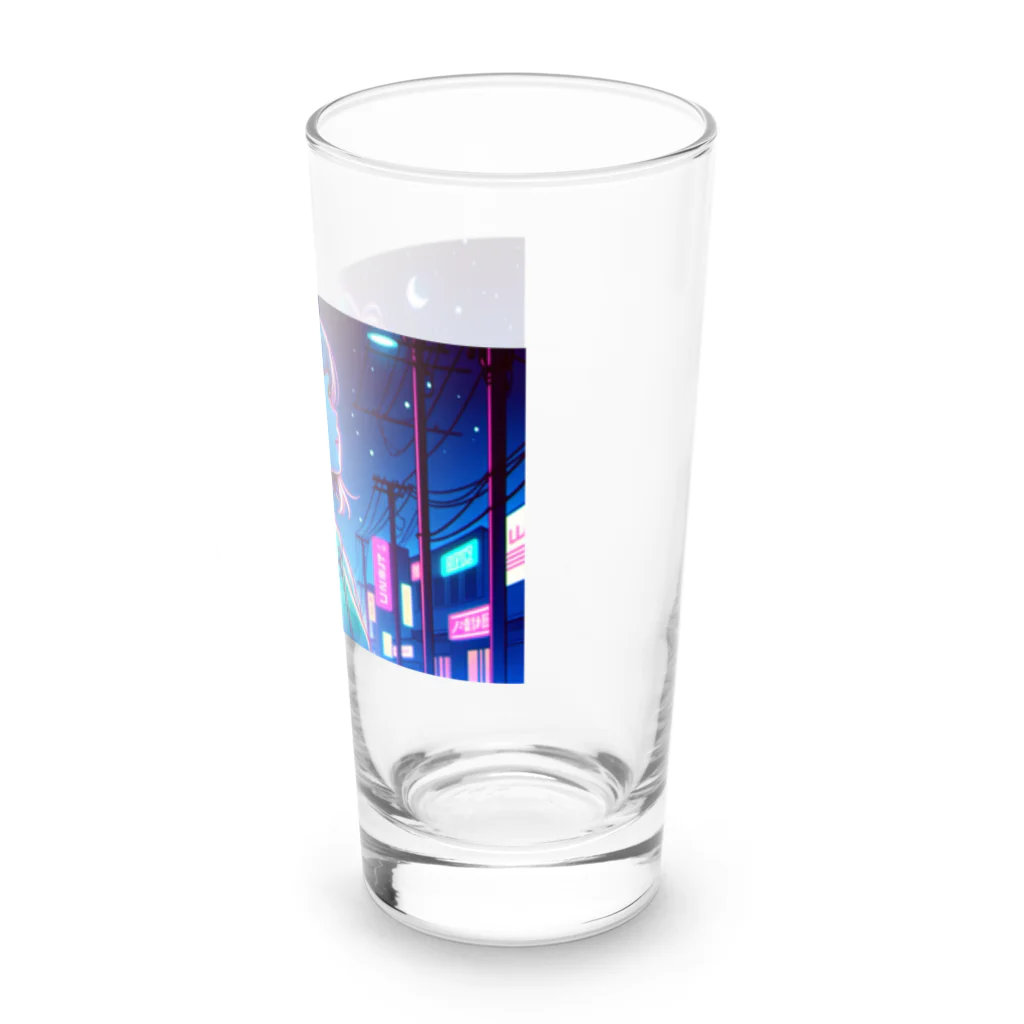 DesignColorsのネオンカラーな夜の少女 Long Sized Water Glass :right