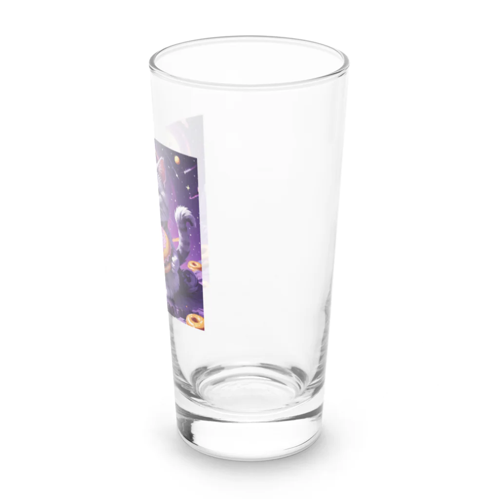 メロンパン猫の土星でドーナツ食べたい Long Sized Water Glass :right