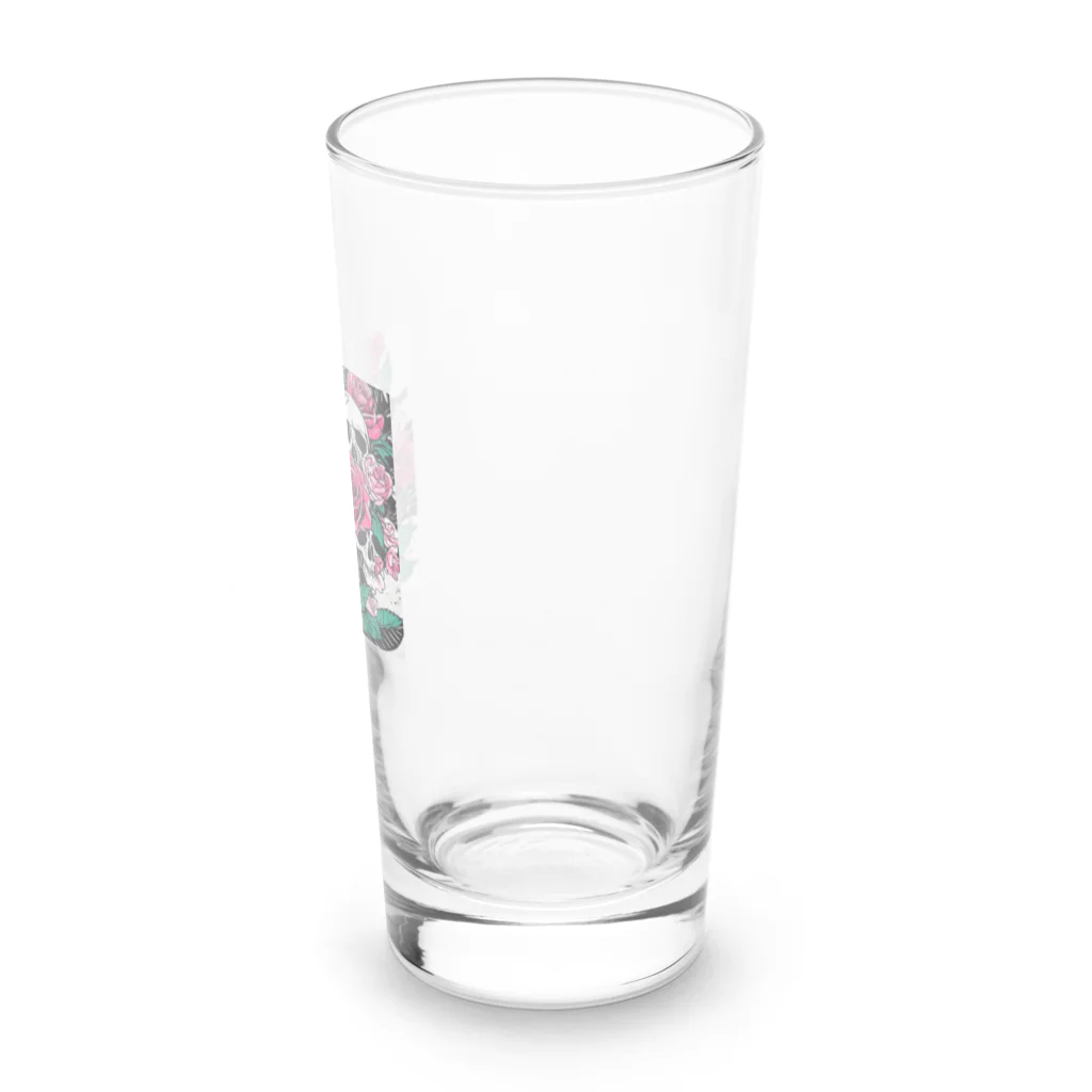 ピンクリボンの薔薇髑髏01 Long Sized Water Glass :right