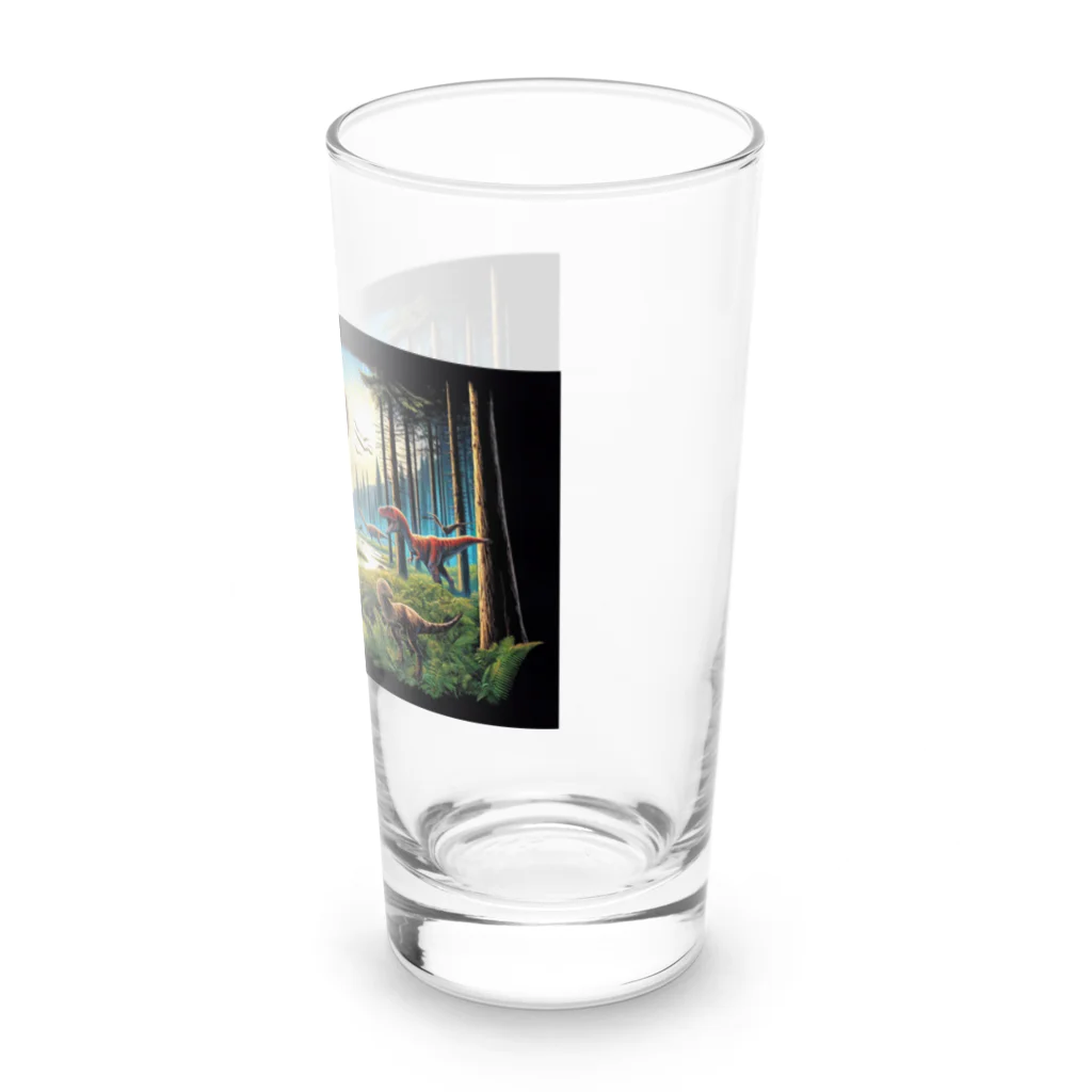 恐竜ガオガオの恐竜Ｔシャツを着て福井恐竜博物館へ行こう！ Long Sized Water Glass :right