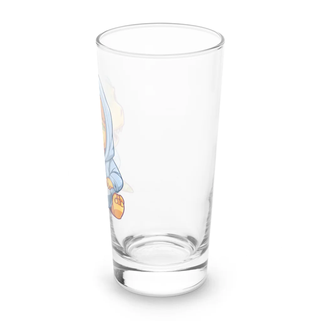 Vasetti_pressの青パーカーを着たティラノサウルス Long Sized Water Glass :right