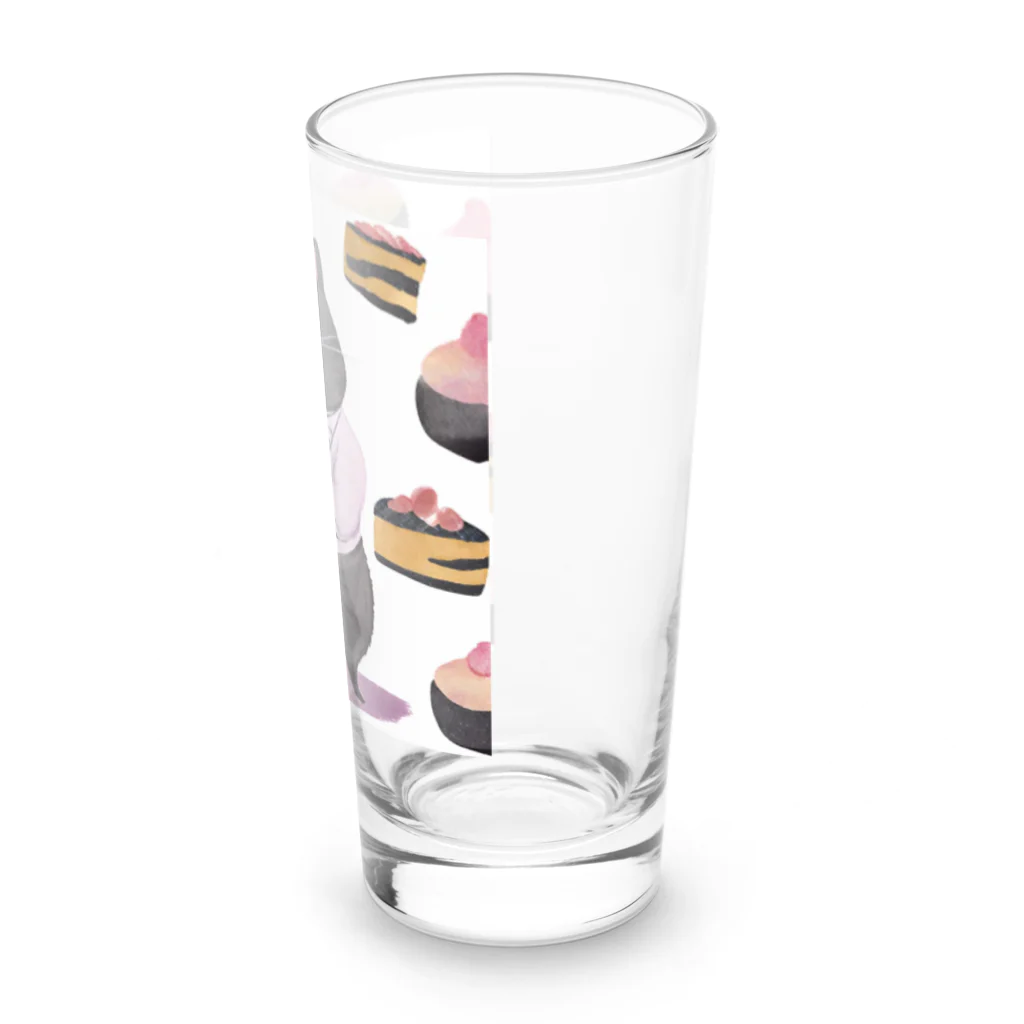 なまけものとみんなの太っちょ黒猫パティシエ Long Sized Water Glass :right