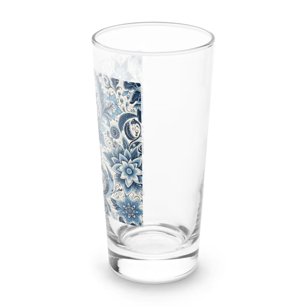 使いやすいデザインがいいね！のお花のバティック柄 ブルー Long Sized Water Glass :right