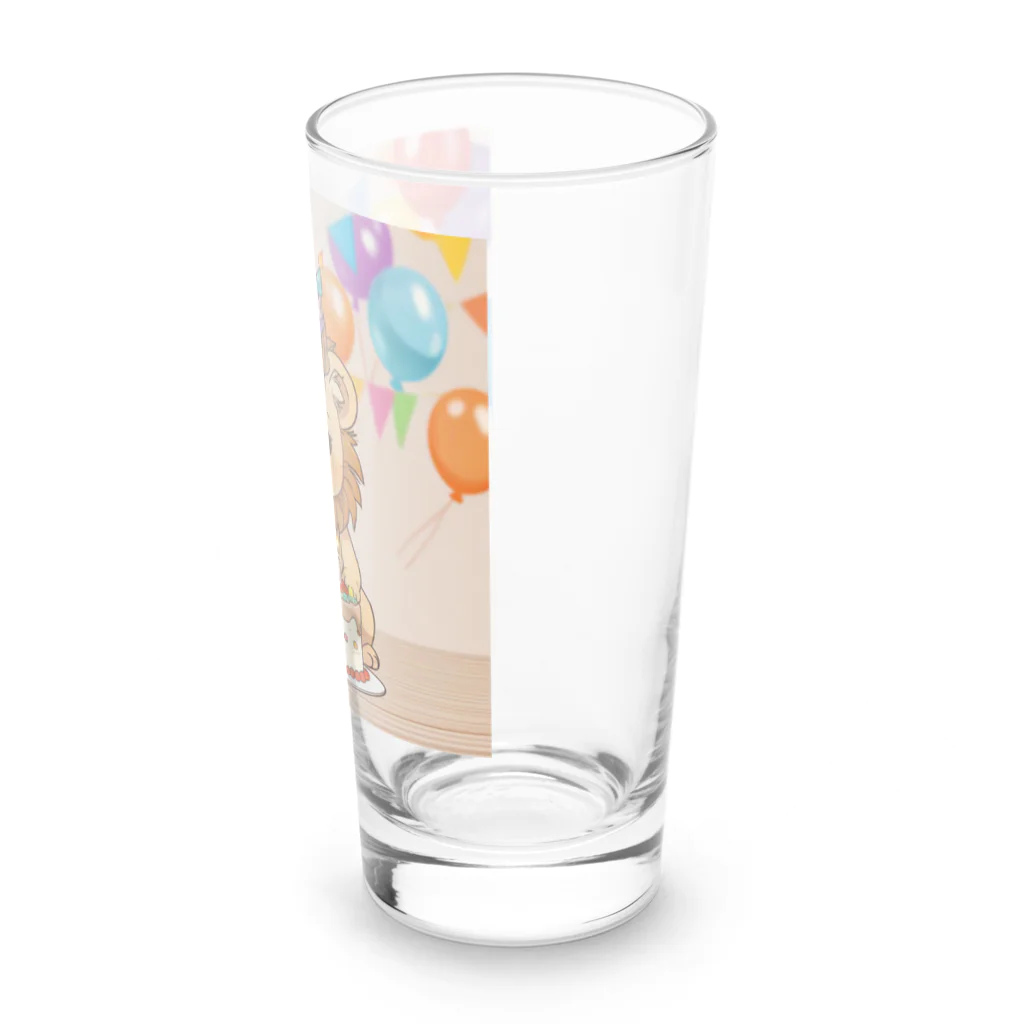 ganeshaの可愛いライオンとバースデーケーキ Long Sized Water Glass :right