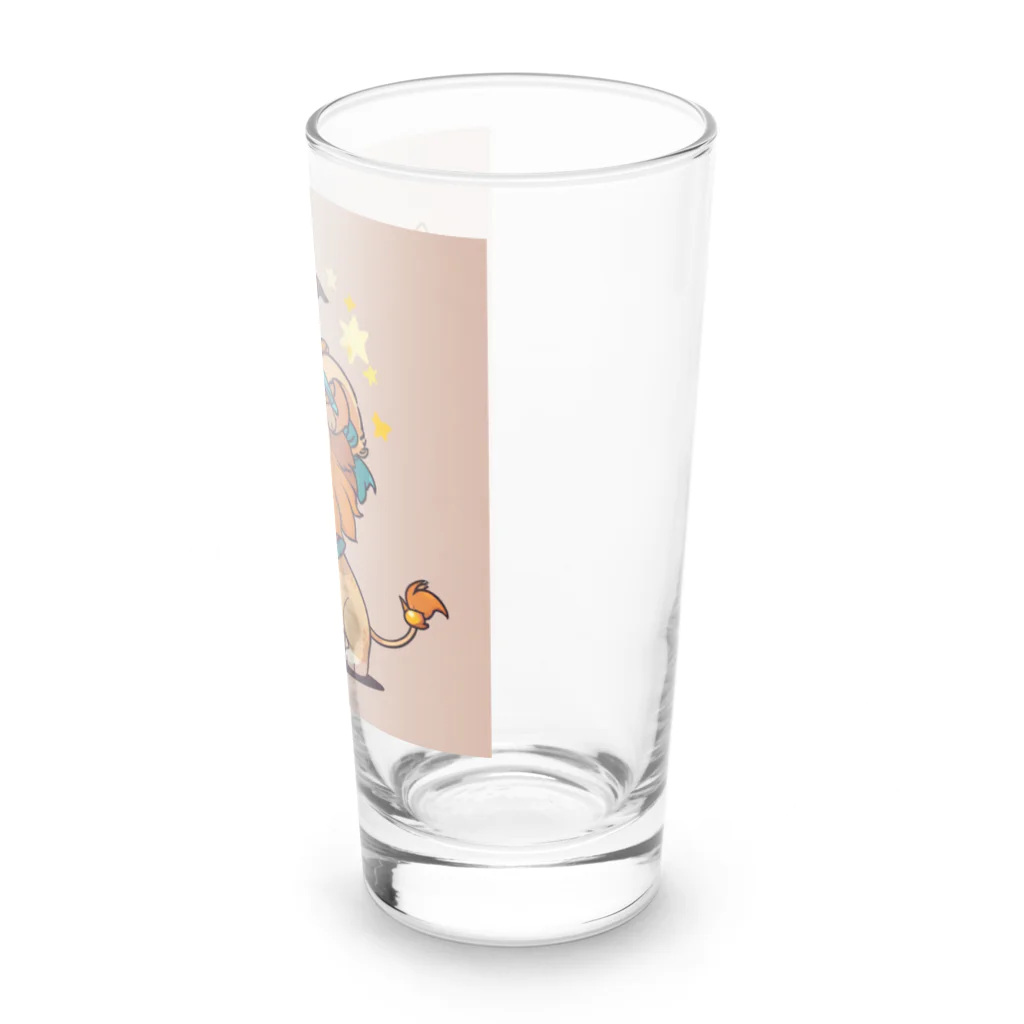 ganeshaの魔法の杖を持ったかわいいライオン Long Sized Water Glass :right