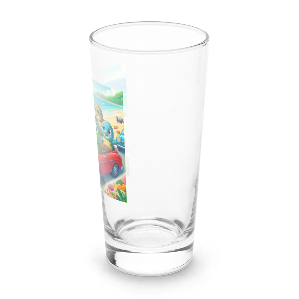 かめのオアシスのかめっち仲間と海岸をドライブ Long Sized Water Glass :right