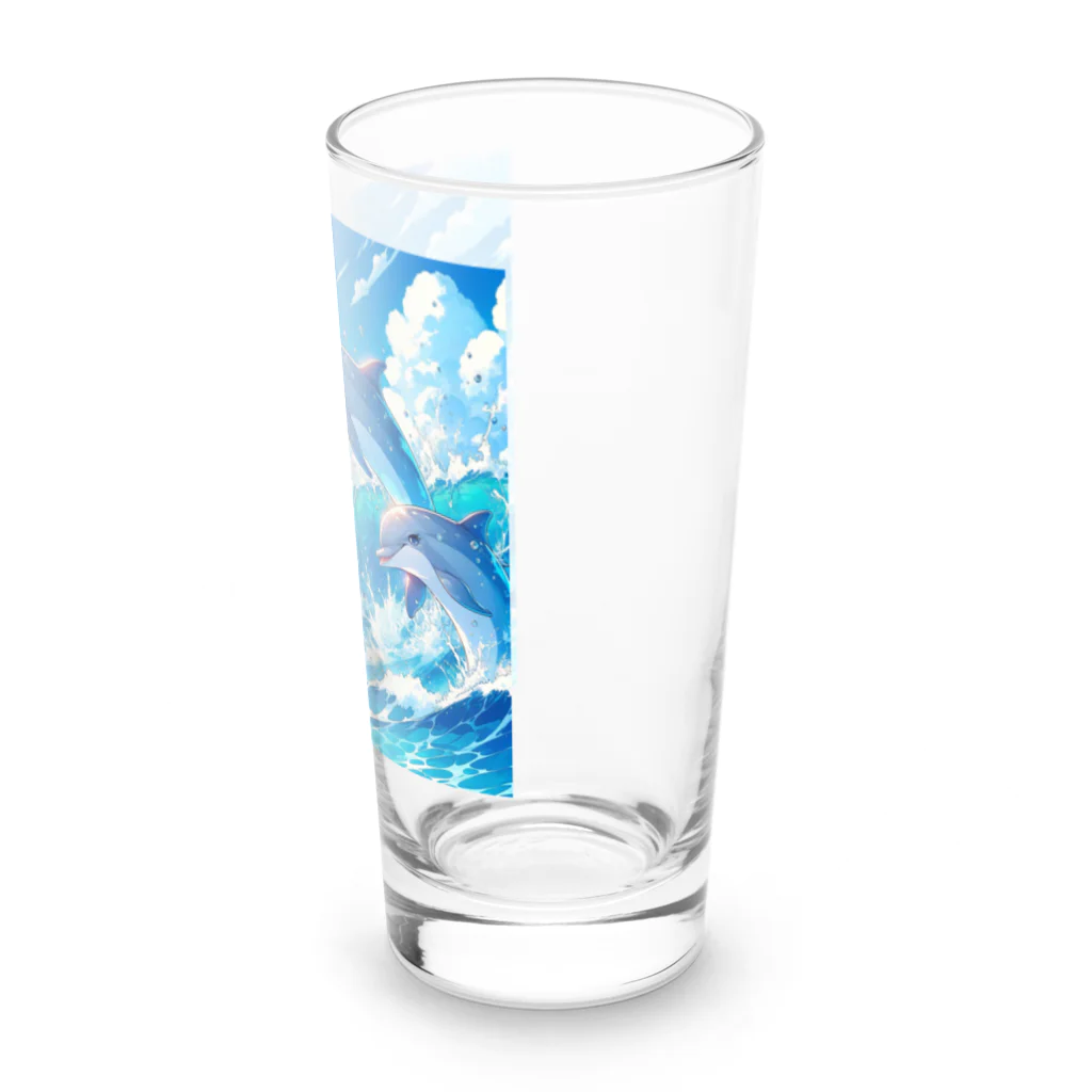 snow-birdの海で遊ぶイルカたちの楽しい風景 Long Sized Water Glass :right