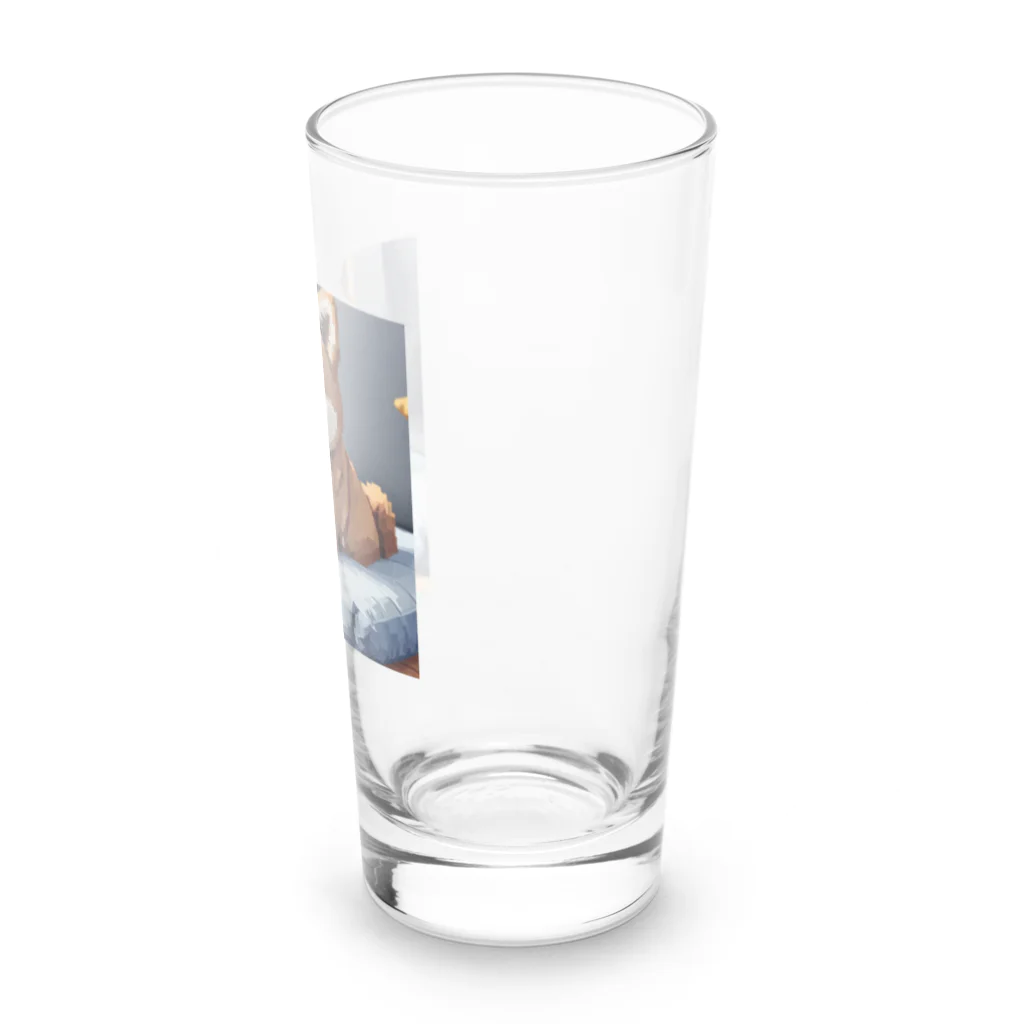 oricoricoのクッションの上でくつろぐ柴犬 Long Sized Water Glass :right