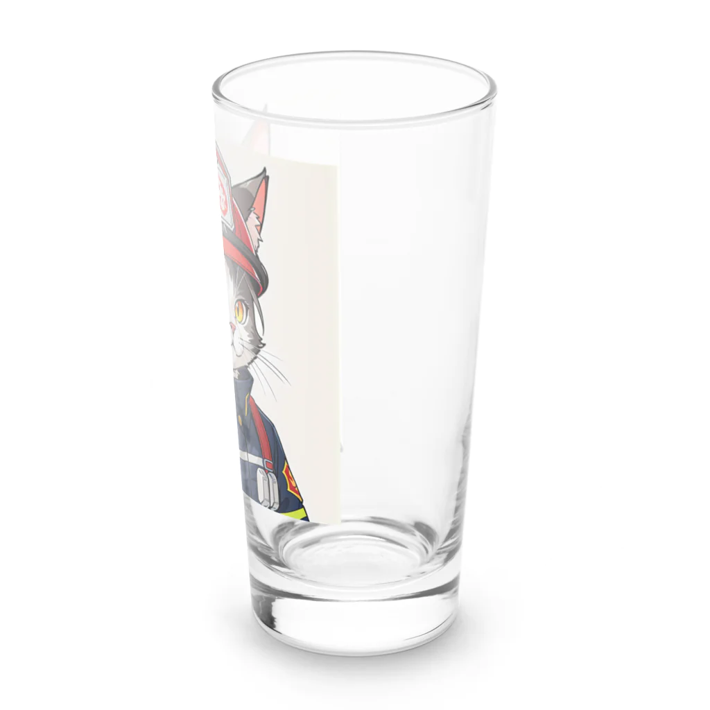 Shellの働く猫：消防士 Long Sized Water Glass :right