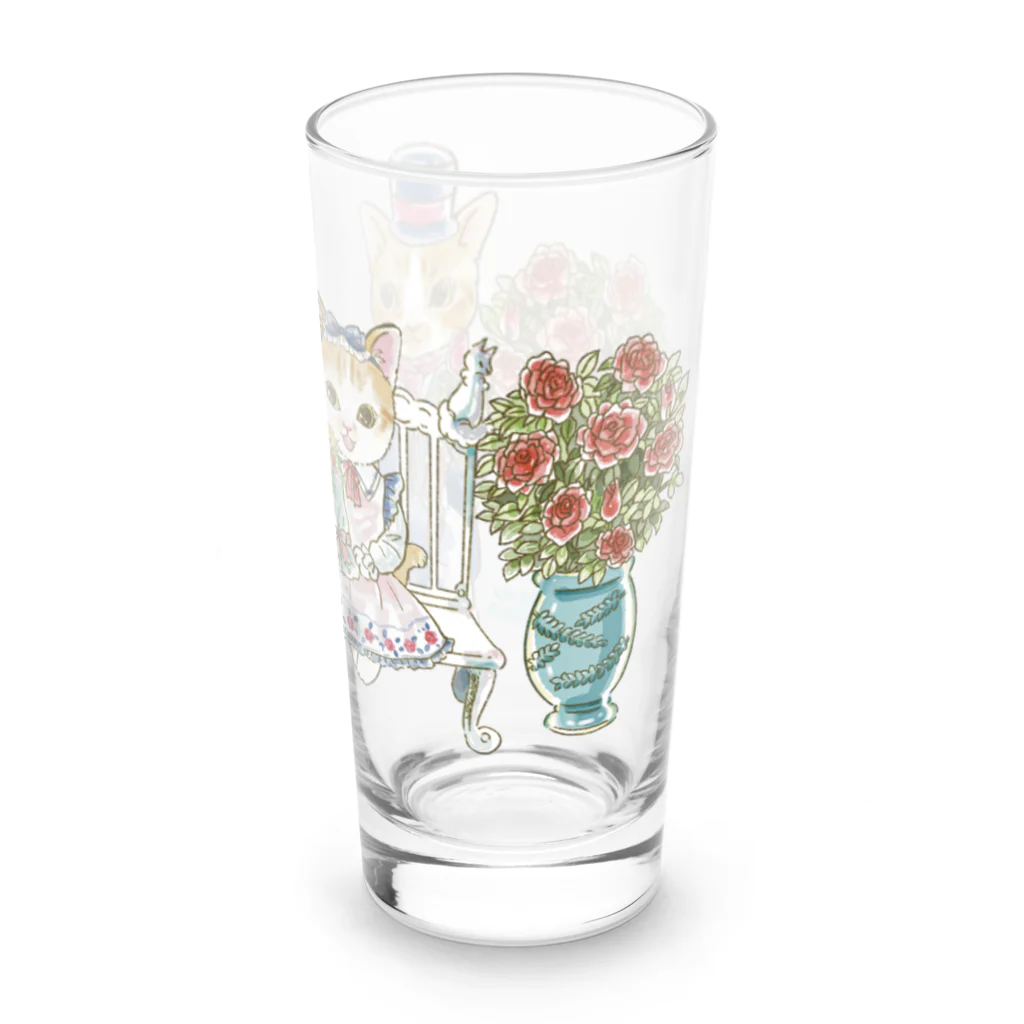 猫のきぬくんのお店のルイくんとラムちゃん　ローズガーデンツアー Long Sized Water Glass :right