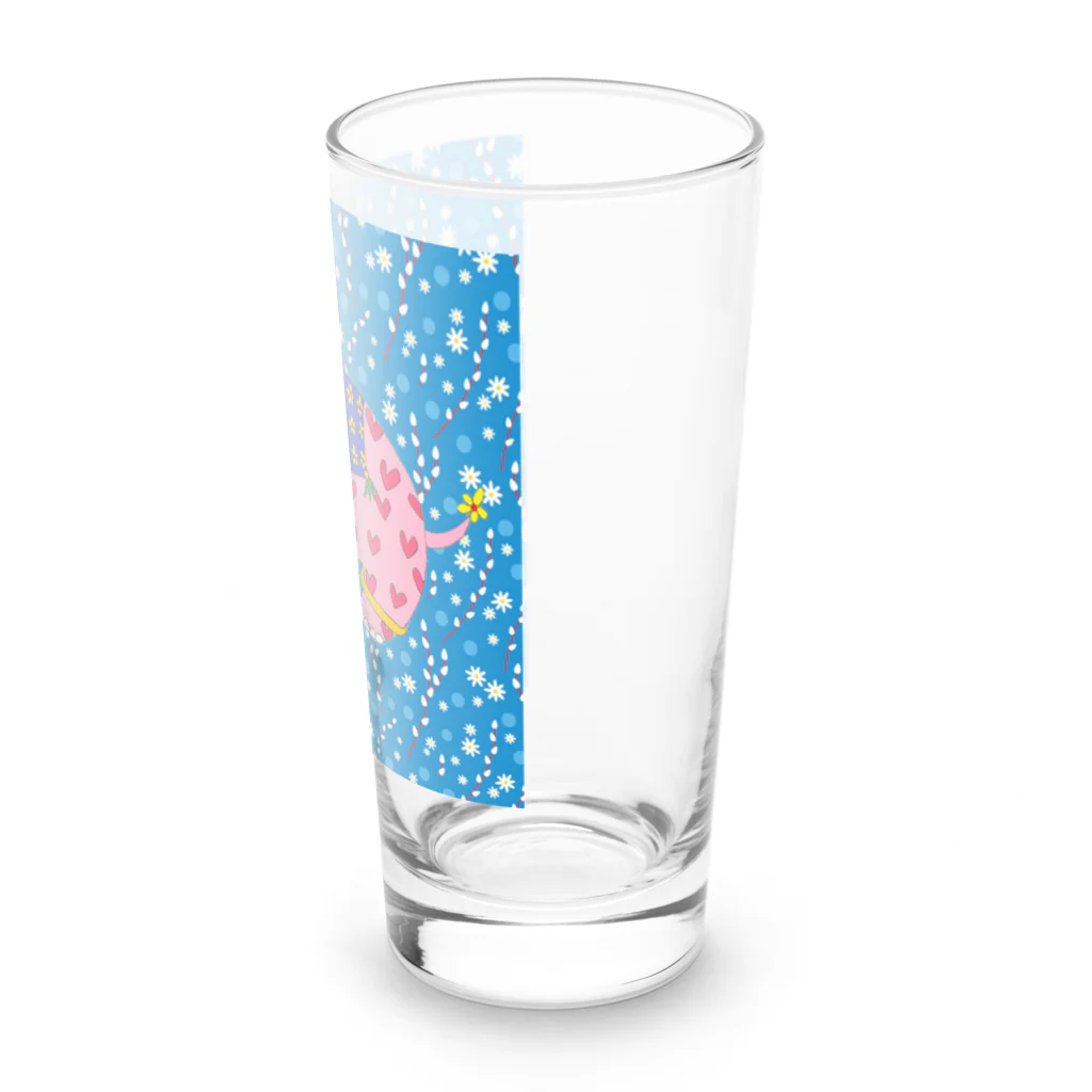 ピンクの象の幸福を呼ぶピンクの象 Long Sized Water Glass :right