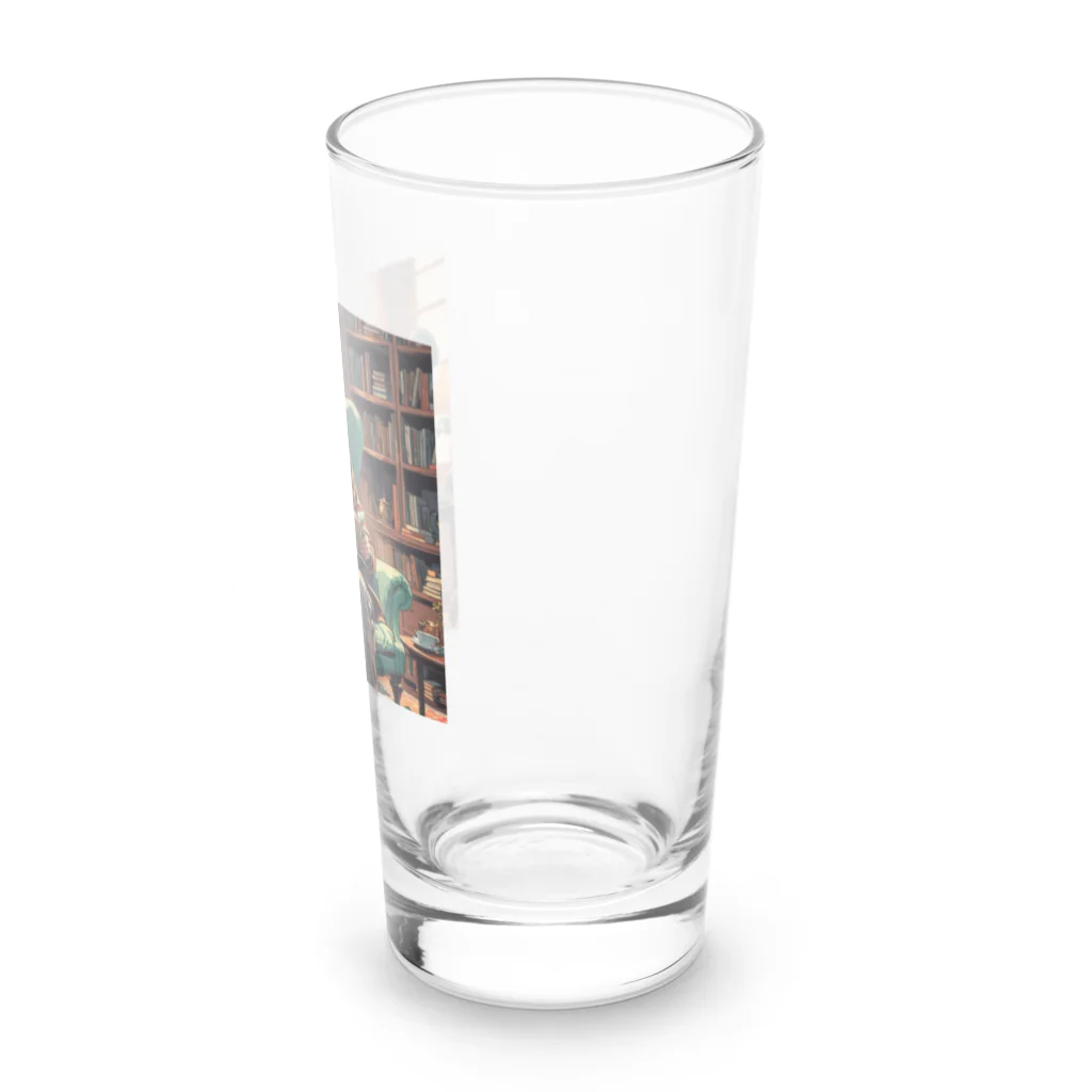 AIおじさんの読書をするおじさん Long Sized Water Glass :right
