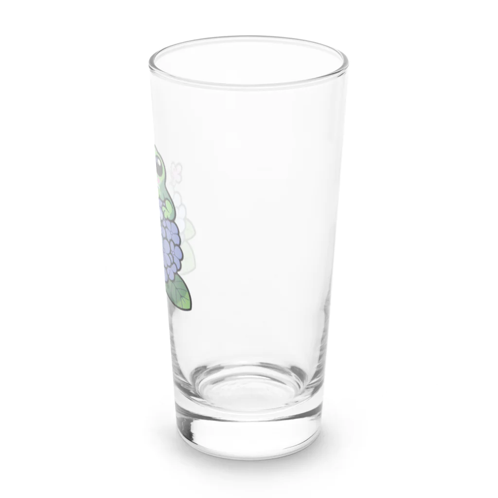 終わらない夢🌈のあじさいの花と🐸カエル君 Long Sized Water Glass :right