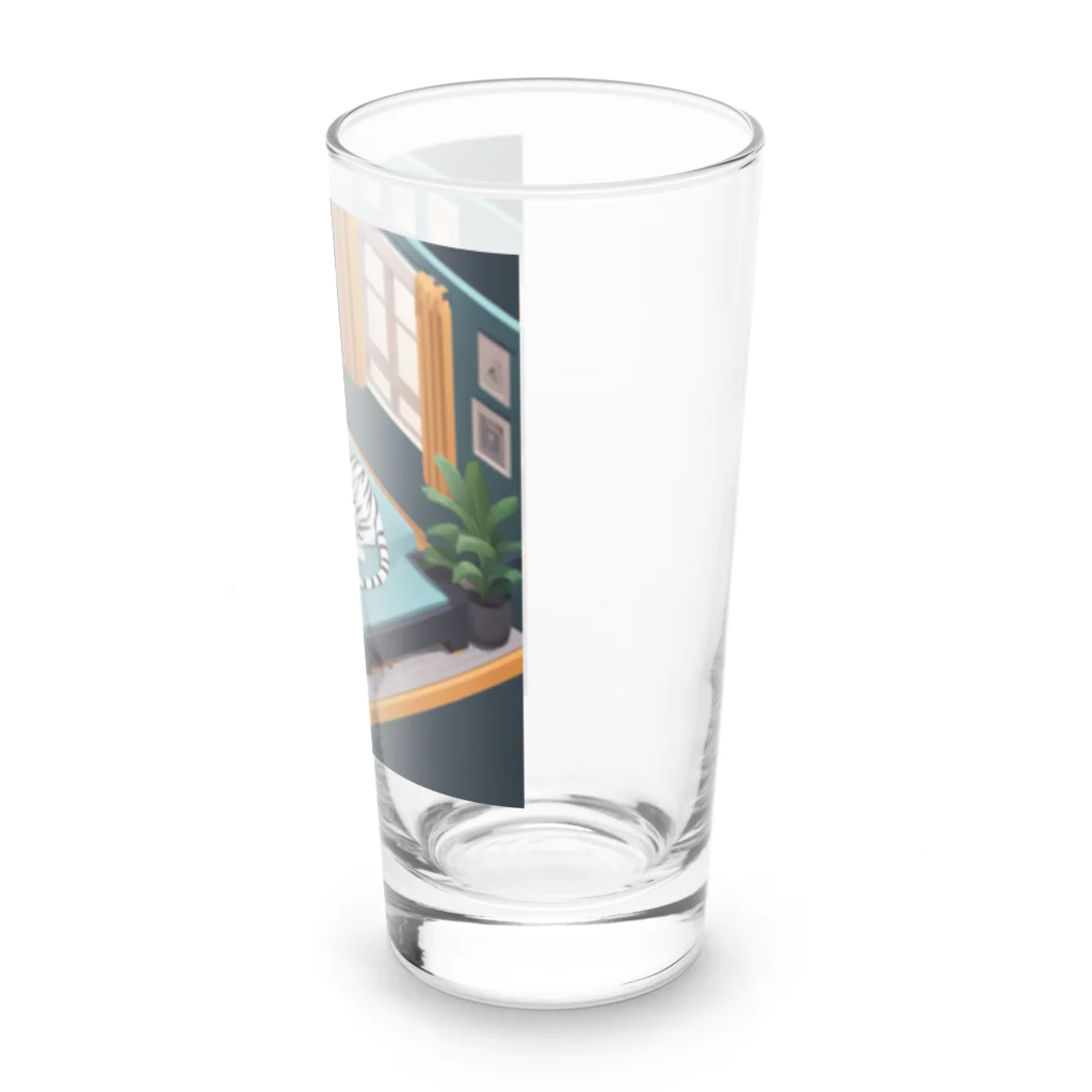 hono想(そう)イタグレ日記のホワイトタイガーのリラックスタイム Long Sized Water Glass :right