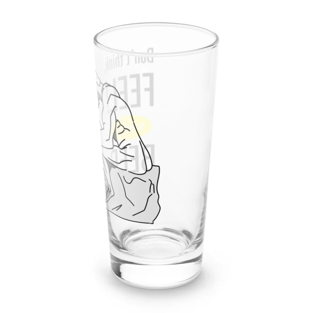 ビールとアート TM-3 Designの彫刻 × BEER（考える人：考えるな、感じろ! とりあえずビール!!）黒線画 Long Sized Water Glass :right