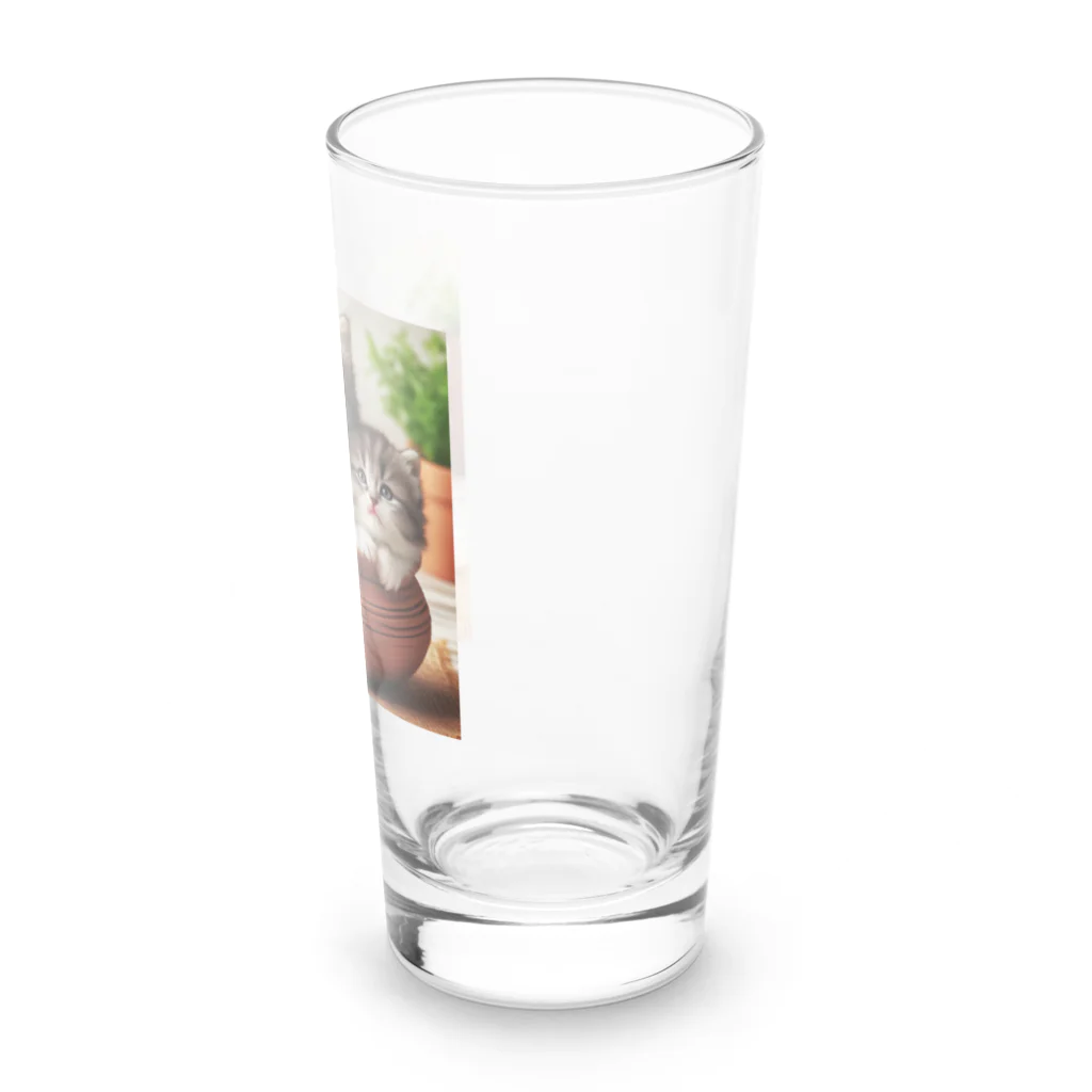 YFCの土鍋に可愛い親子猫が3匹④ Long Sized Water Glass :right