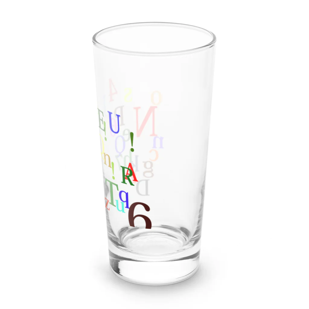 ヒラエイのアルファベットと数字の洪水 Long Sized Water Glass :right