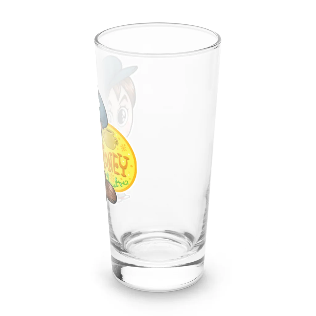 堀越ヨッシーのお店（SUZURI支店）の邦子は、ハチミツ大好き♩ Long Sized Water Glass :right