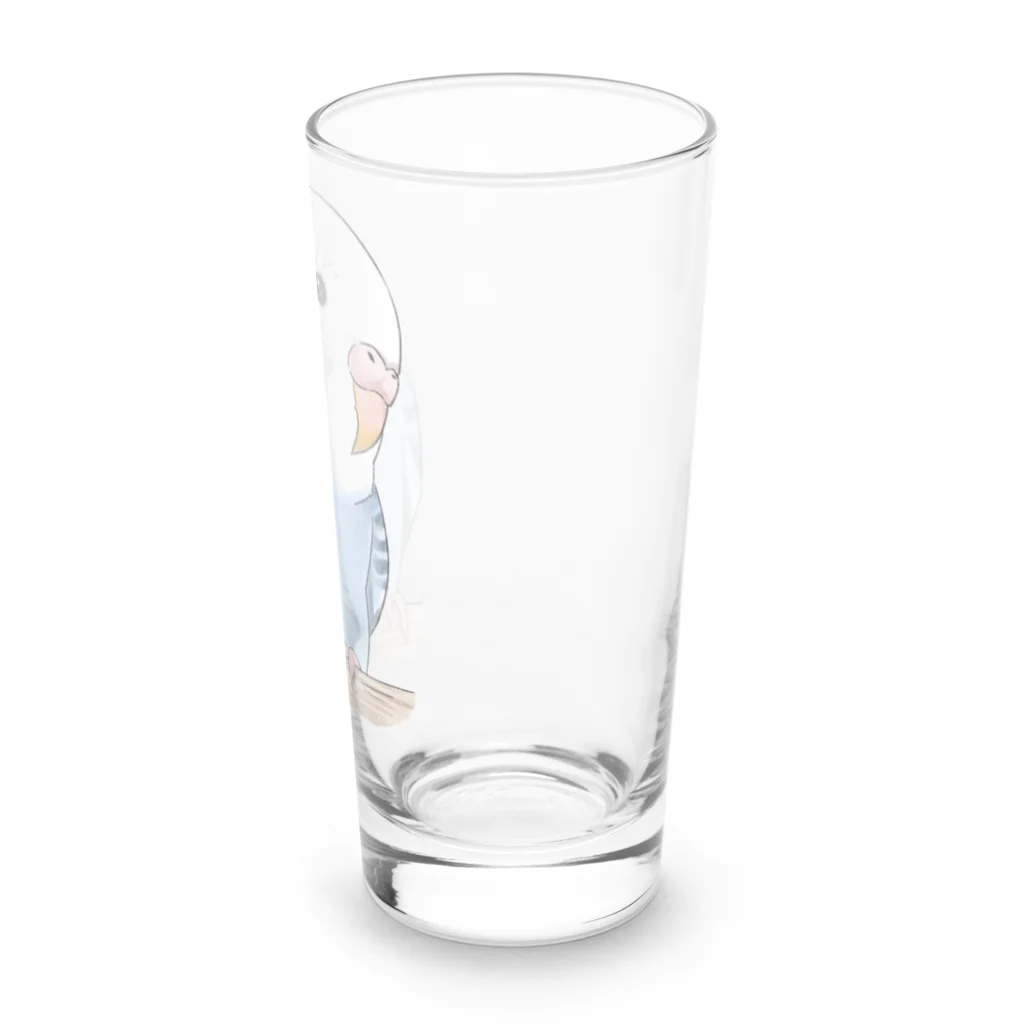 まめるりはことりのおしゃまな止まり木セキセイインコちゃん【まめるりはことり】 Long Sized Water Glass :right