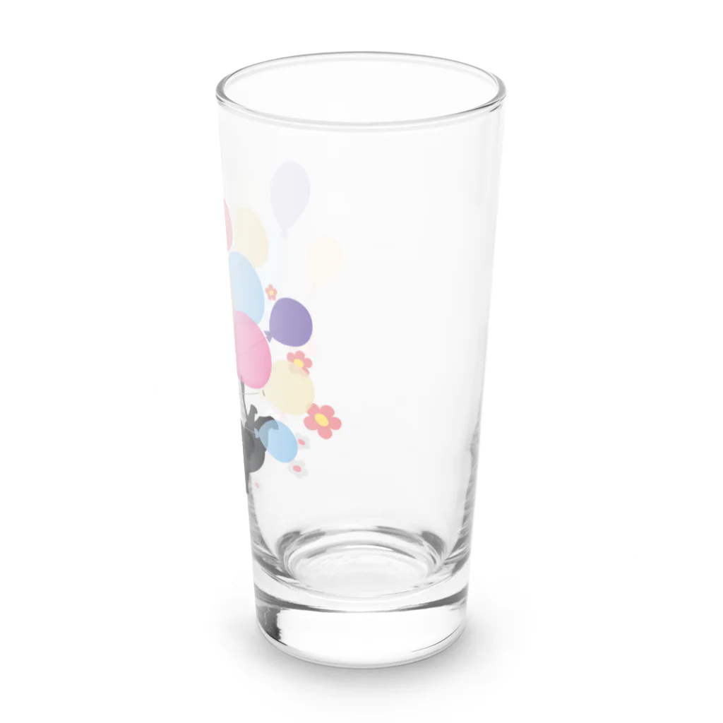 イラスト MONYAAT のくろねこの風船の種*A Long Sized Water Glass :right