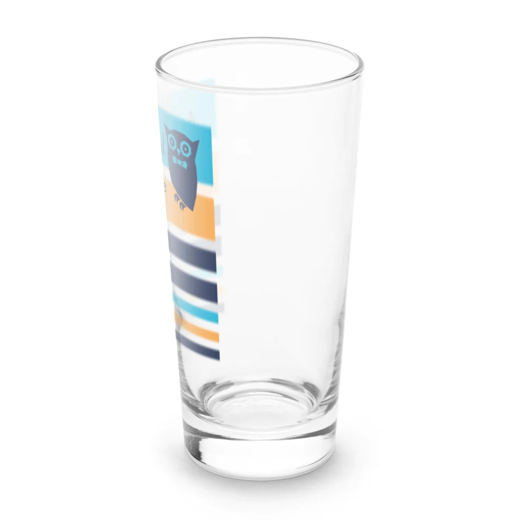 キッズモード某のフクロウとボーダー Long Sized Water Glass :right