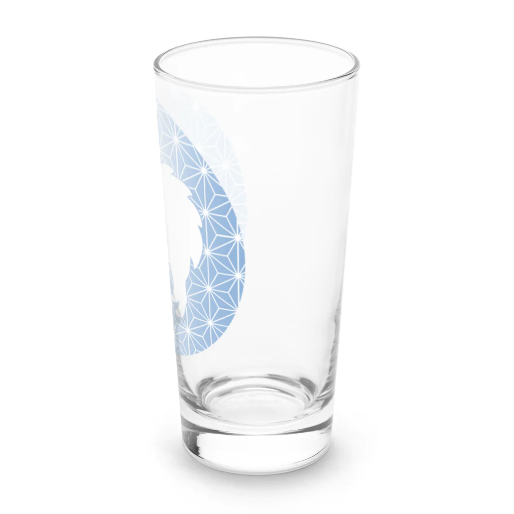 日本スピッツちぃ。の和柄スピッツ（麻の葉・ブルー） Long Sized Water Glass :right