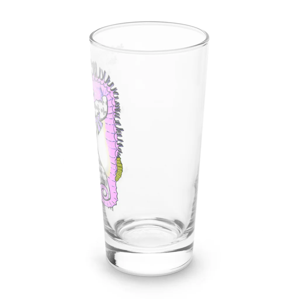 LalaHangeulの海馬パパとこども　(ハングルデザイン) ピンク Long Sized Water Glass :right