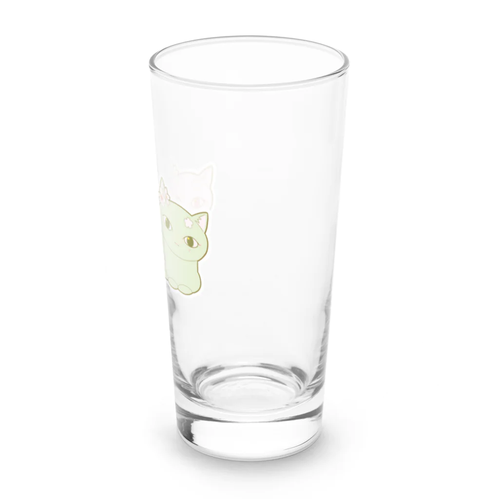 いろはにゃんこ堂の四季猫さん(春/桜)(ピンク/グリーン) Long Sized Water Glass :right