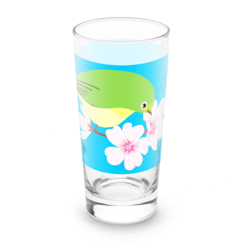 LalaHangeulの桜とメジロさん Long Sized Water Glass :right