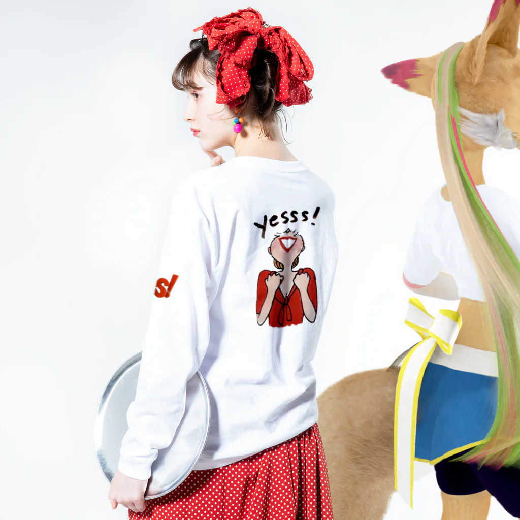 アンティークZeeeのYES! ポジティブWoman Long Sleeve T-Shirt :model wear (back, sleeve)