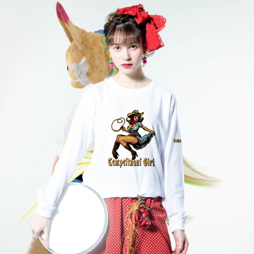 islandmoon13のCOWGIRL　じゃじゃ馬娘　tempestuous girl Long Sleeve T-Shirt :model wear (front)