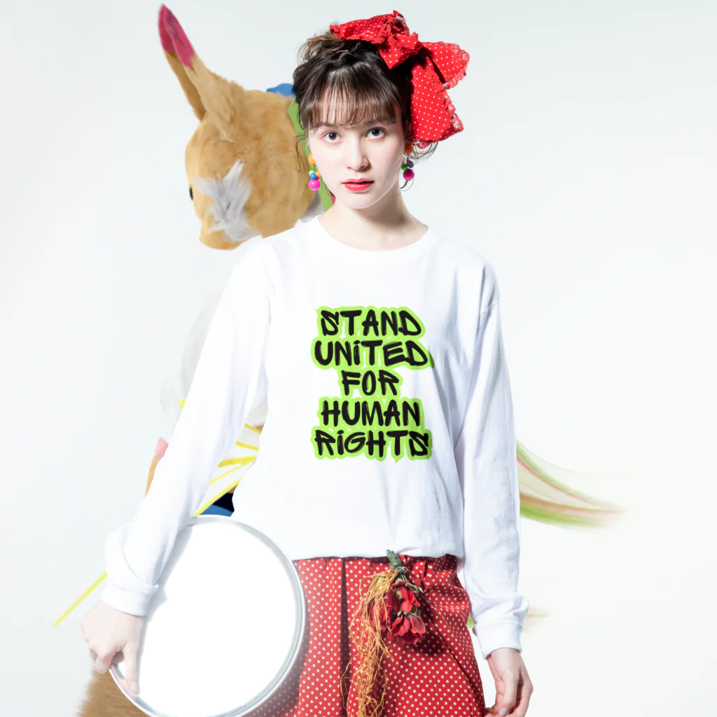 chataro123のStand United for Human Rights ロングスリーブTシャツの着用イメージ(表面)