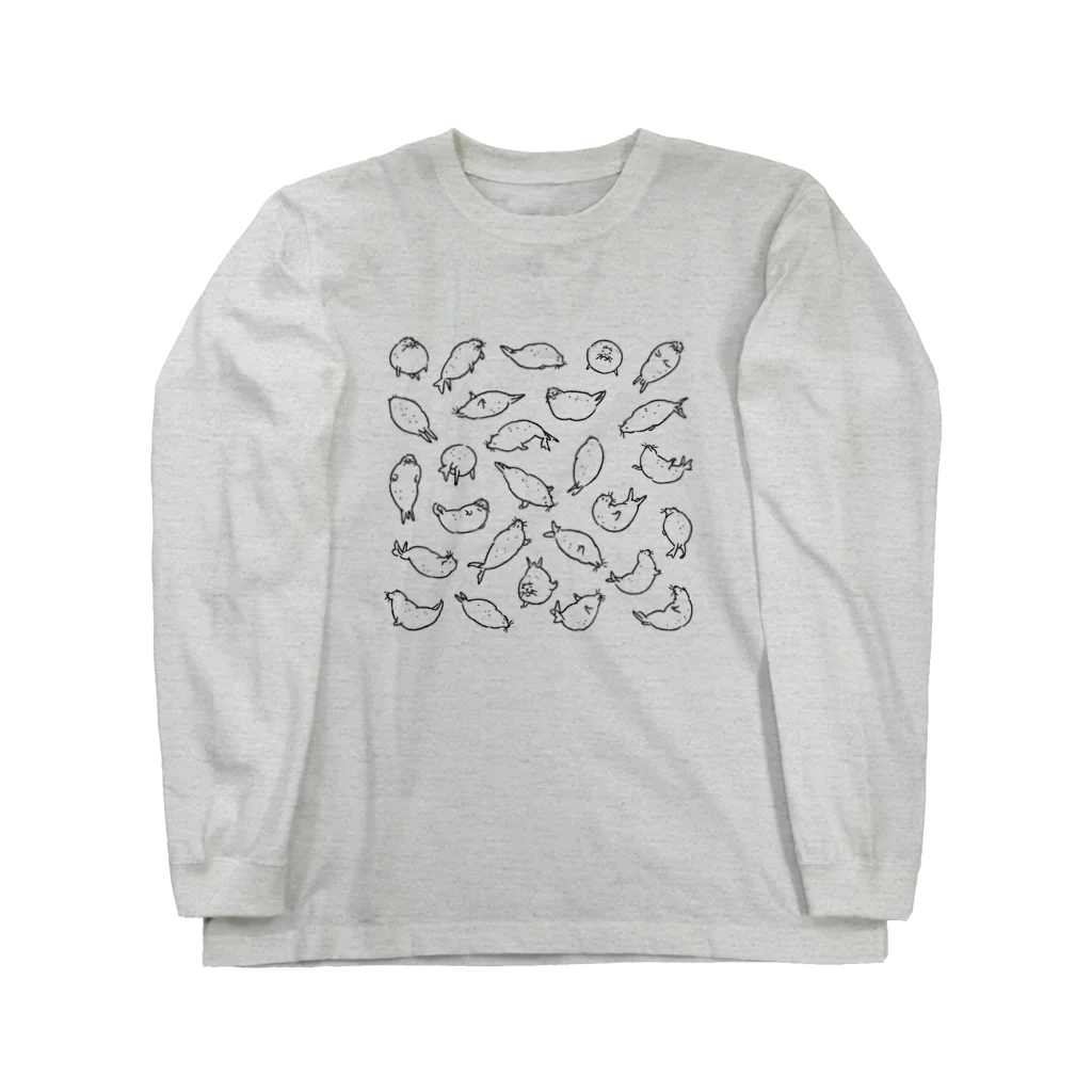 ぴすぴすのいっぱいアザラシ モノ Long Sleeve T-Shirt