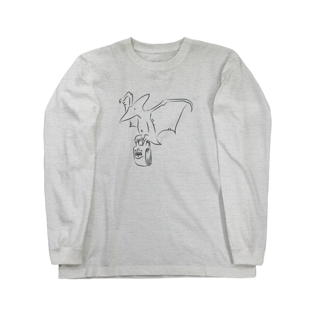 Owl and Potato Creationのプテラノドン デリバリー ジュラシックランチ Long Sleeve T-Shirt