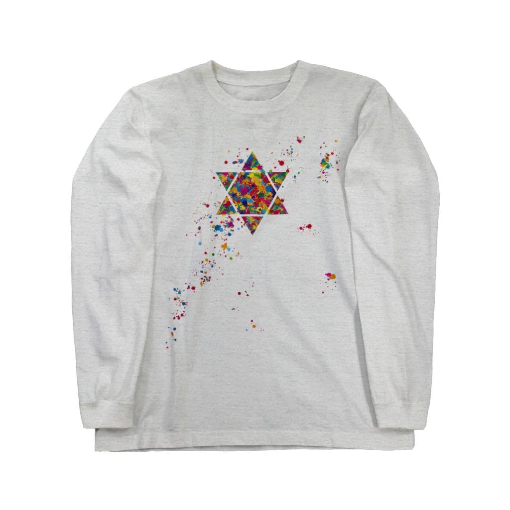 cuuyabowのスプラッシュアート／六芒星 Long Sleeve T-Shirt