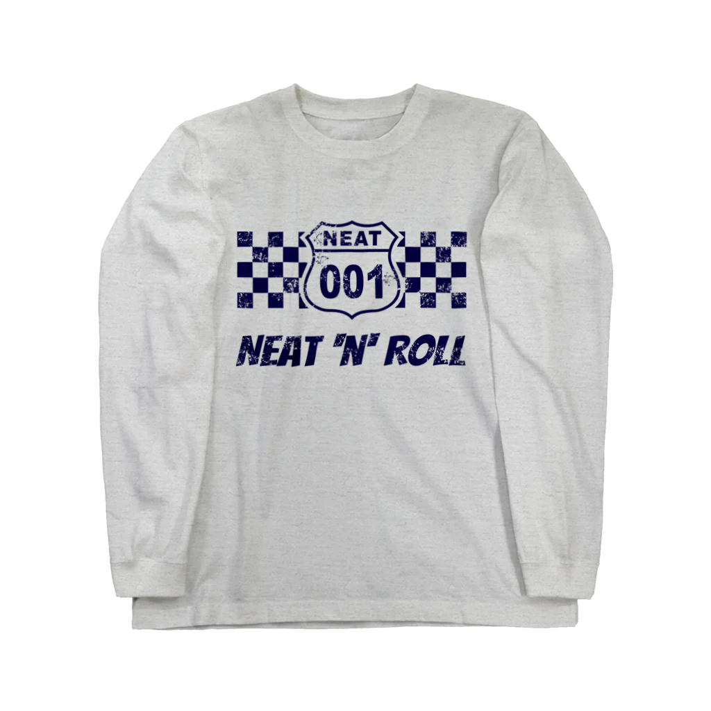 NEAT001のNEAT001ロゴ＋チェッカーフラッグ （淡色生地用） ロングスリーブTシャツ