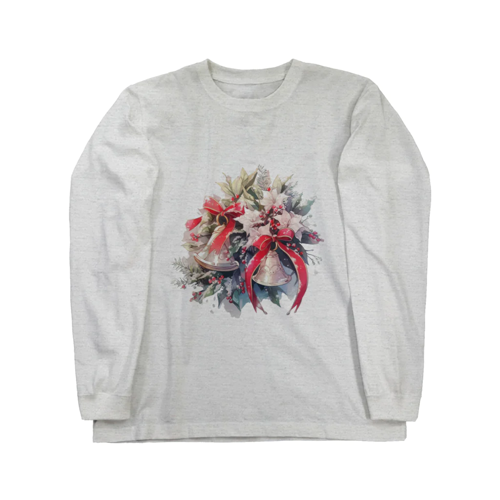 Stellaの水彩画タッチの幸せな音色を奏でるクリスマスベル Long Sleeve T-Shirt