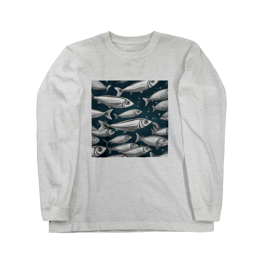 京都イラスト工房の動物シリーズ15：イワシ Long Sleeve T-Shirt