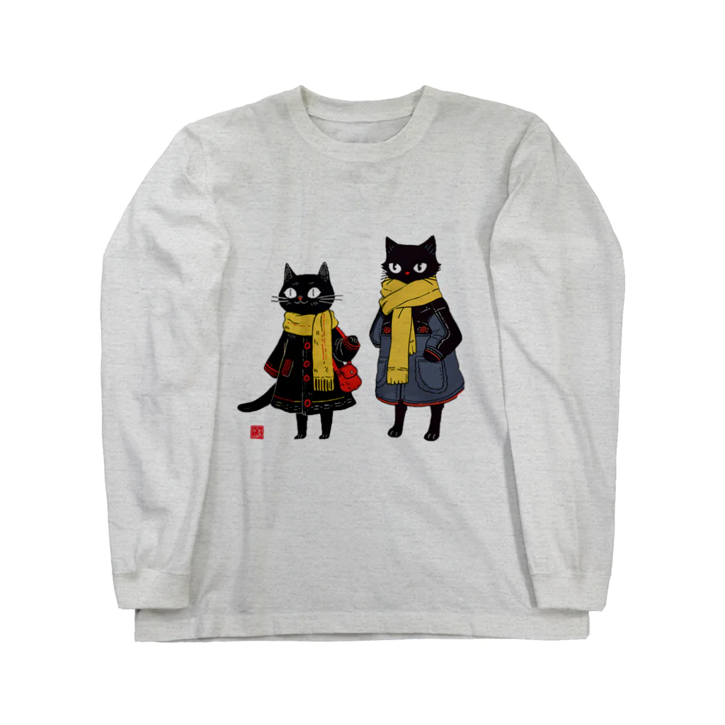 Lapis SHOPの黒猫夫婦のお買い物 Long Sleeve T-Shirt