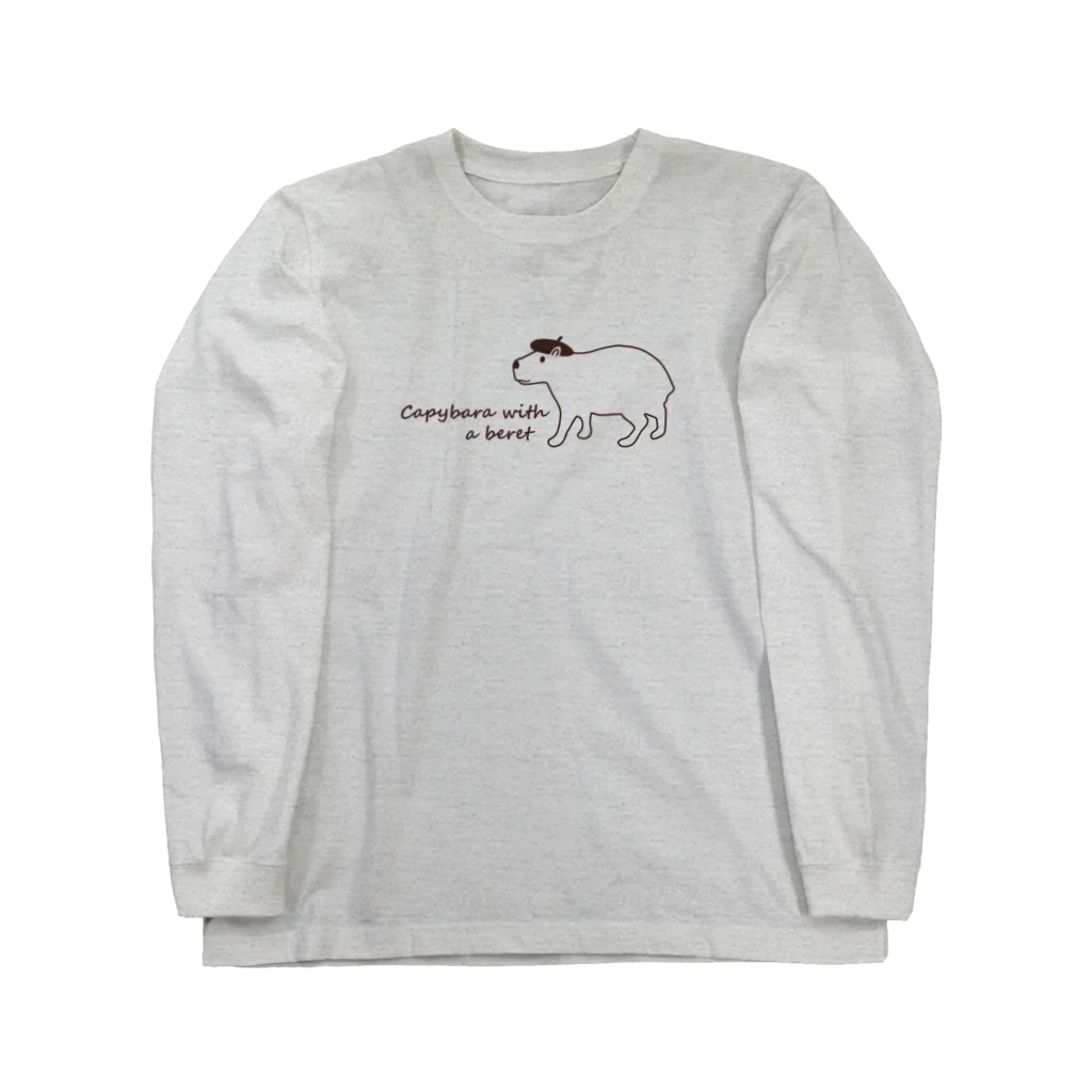 キッズモード某のカピバラとベレー帽 ロングスリーブTシャツ