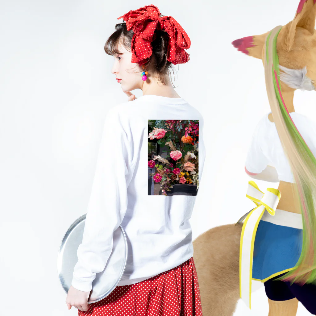 Das ist hübschの[backprint] dahlia vase - oil painting - Long Sleeve T-Shirt :model wear (back, sleeve)