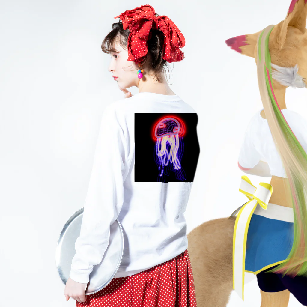 mmmzKのjellyfish_ネオン Long Sleeve T-Shirt :model wear (back, sleeve)