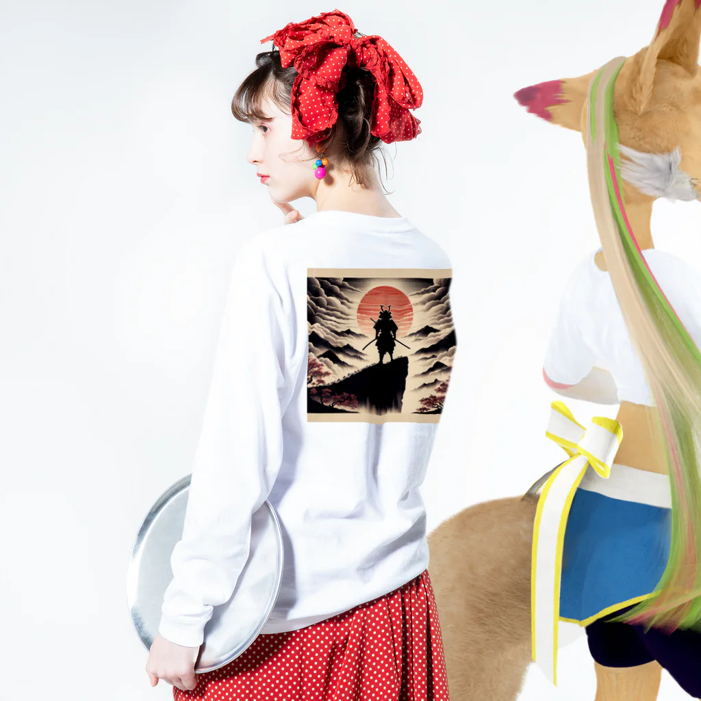 ARMORの侍と格闘家 ロングスリーブTシャツの着用イメージ(裏面・袖部分)