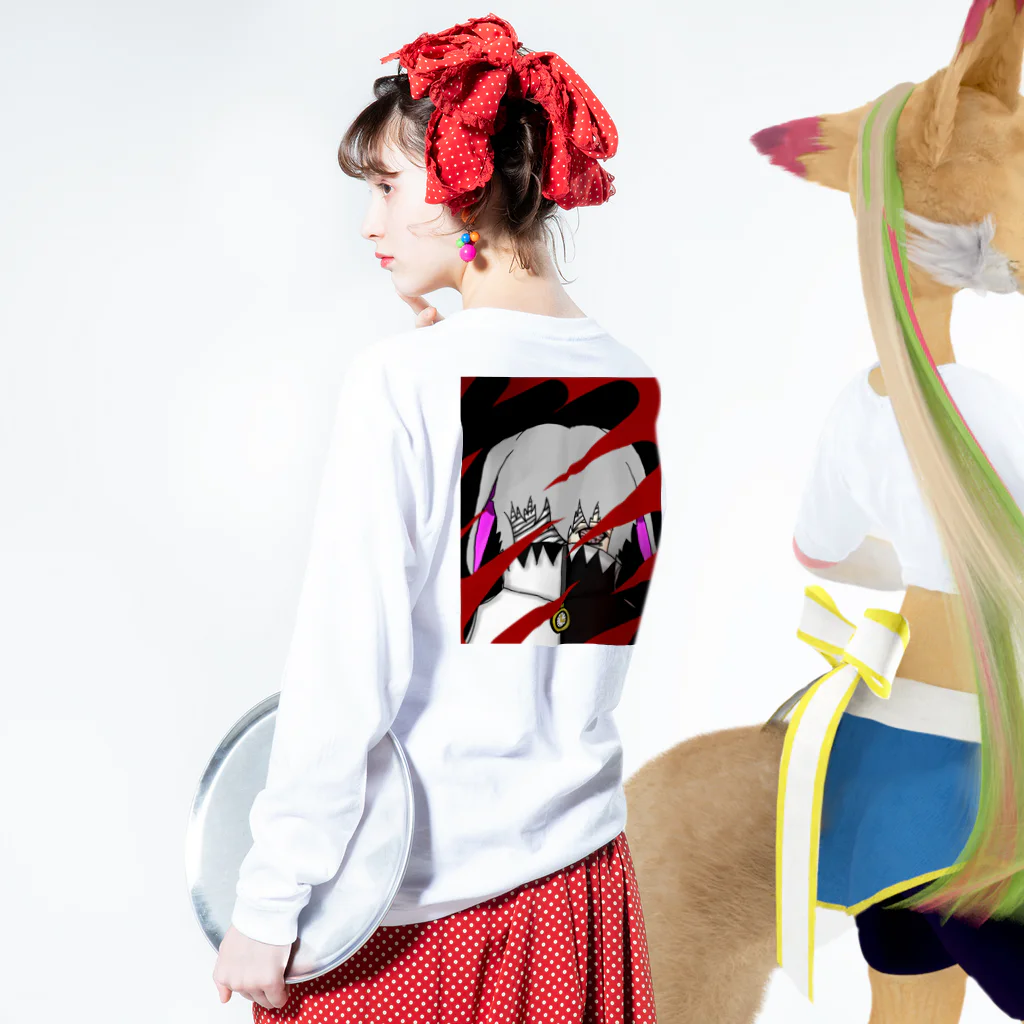 市イラストグッズショップの狂月ちゃん Long Sleeve T-Shirt :model wear (back, sleeve)