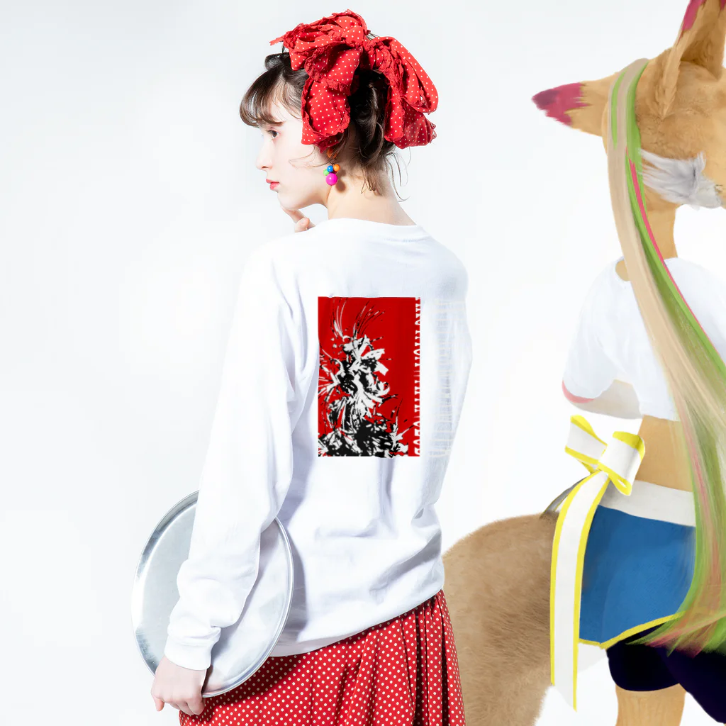 AKUTAGAWA FANCLUBの"Amaryllis" ロングスリーブTシャツの着用イメージ(裏面・袖部分)