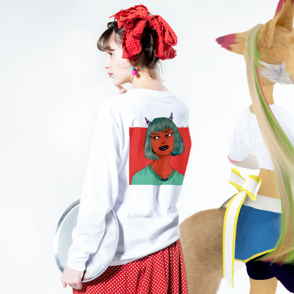 HElll - ヘル - のNo.005  Devil Girl ロンT Long Sleeve T-Shirt :model wear (back, sleeve)